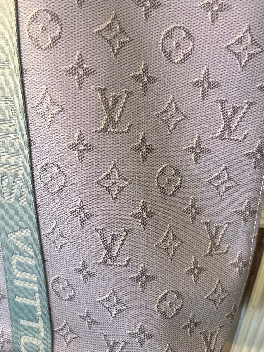 Louis Vuitton look a like Lavender Monogram Tote with Light Blue Straps - Picture 8 of 12